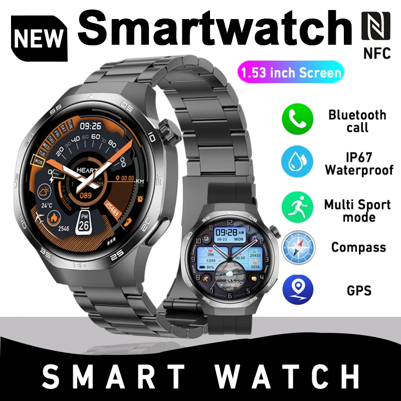 

2026Новые умные часы 5 PRO для мужчин Спорт на открытом воздухе Компас Bluetooth Talk NFC Сердечный ритм GPS Трек Погода Водонепроницаемые умные часы