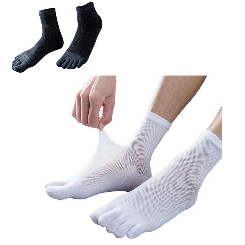 5 Paar einfarbige Fünf-Finger-Socken für Herren, einfache Mesh-Baumwollsocken, geruchsabweisend und atmungsaktiv, hochwertige Split-Toe-Socken – Detail 9