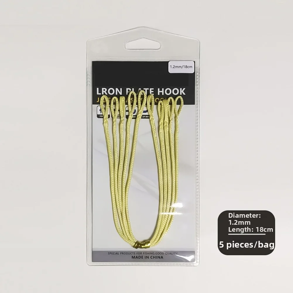 

For Braided Aramid Leader Line 16 Strand 300KG Pull Strength Green Pre Loop Hook for Sea Lure Fishing 5pcs 18cm 22cm 26cm