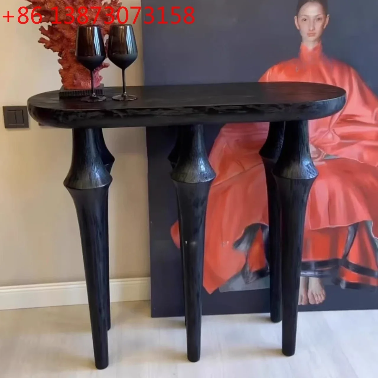 

Medieval solid wood entrance table retro simple rectangular table hotel living room against the wall strip case decoration table