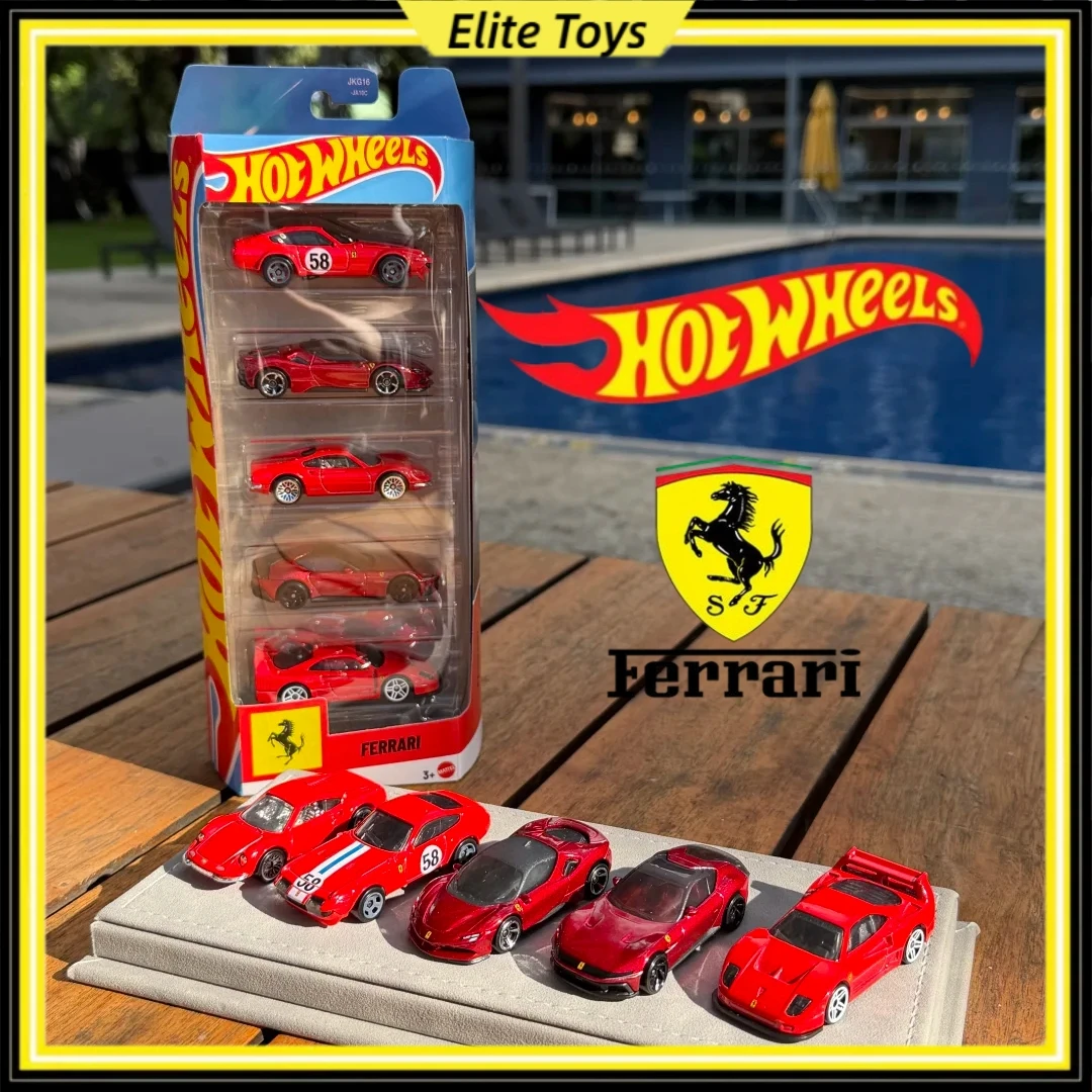 

Hot Wheels Ferrari 5-Packs 1:64 Diecast Car Model Set Ferrari 365 SF90 F40 Collectible Car Models Toy Gift For Kids Collectors