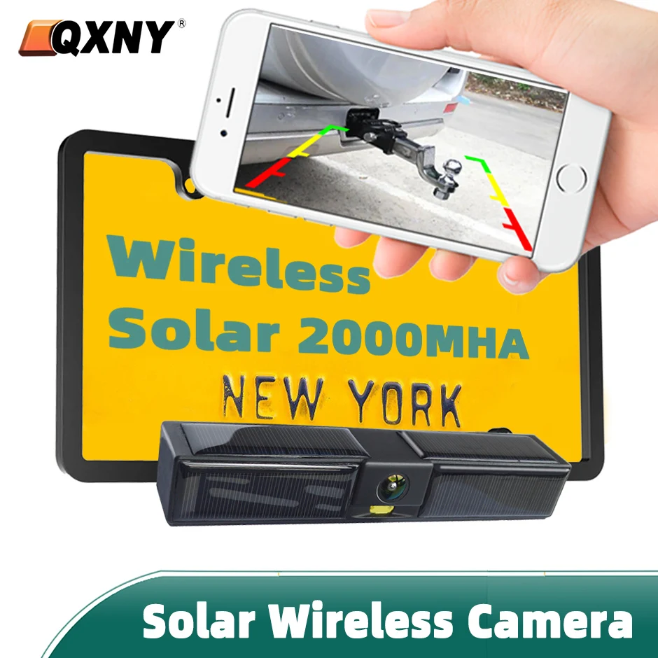 

WiFi Wireless Solar Energy AHD1080P Rear/Front License Plate Backup Camera Truck Car Van RV Cam for IPhone Android IOS Phone