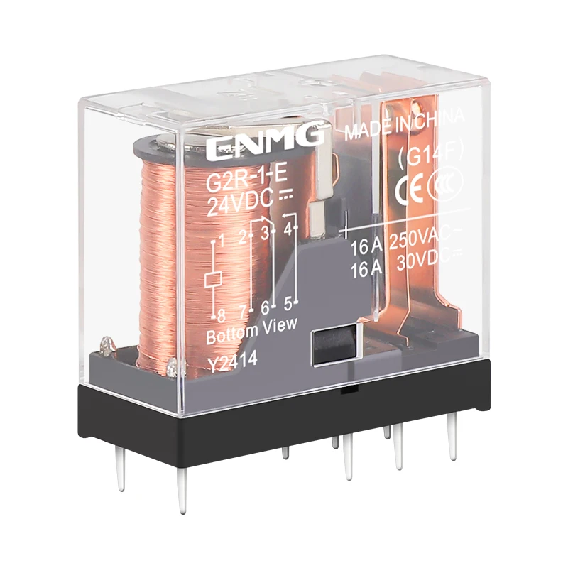 ENMG G2R-1-E / G2R-2 Relais miniature basse consommation - 5 V/12 V/24 V CC, bornes à souder (5 broches/8 broches) Alliage nickelé résistant aux chocs