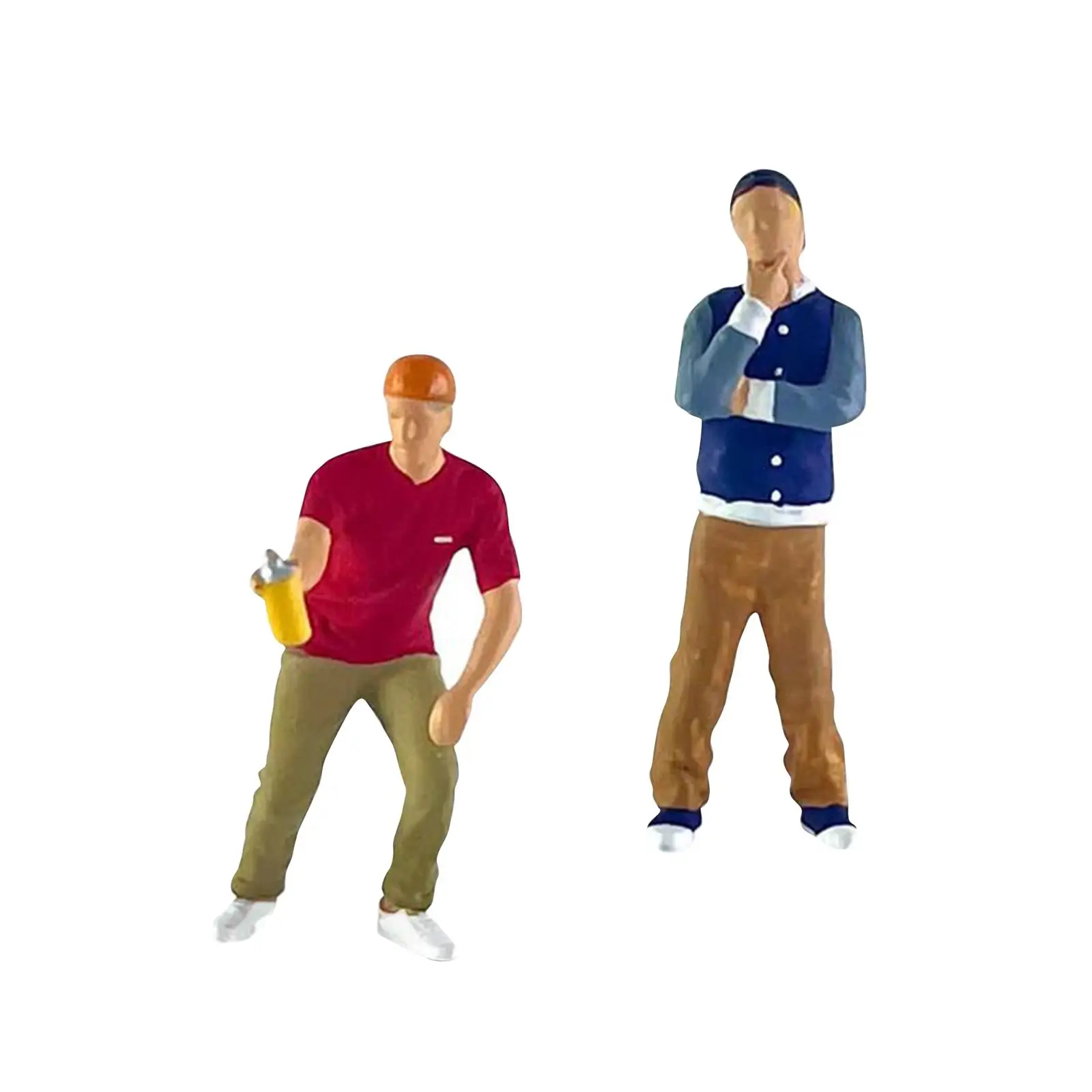 

2x 1/64 Baseball Cap Boy Trains Architectural People Figures Crafts Hand Painted for Diorama Miniature Scene Dollhouse Ornament