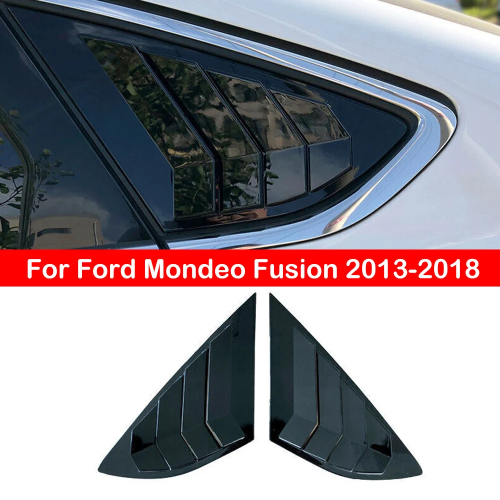 

For Ford Mondeo Fusion Sedan 2013-2018 Car Rear Louver Window Side Shutter Cover Trim Sticker Vent Scoop ABS Carbon Fiber Black