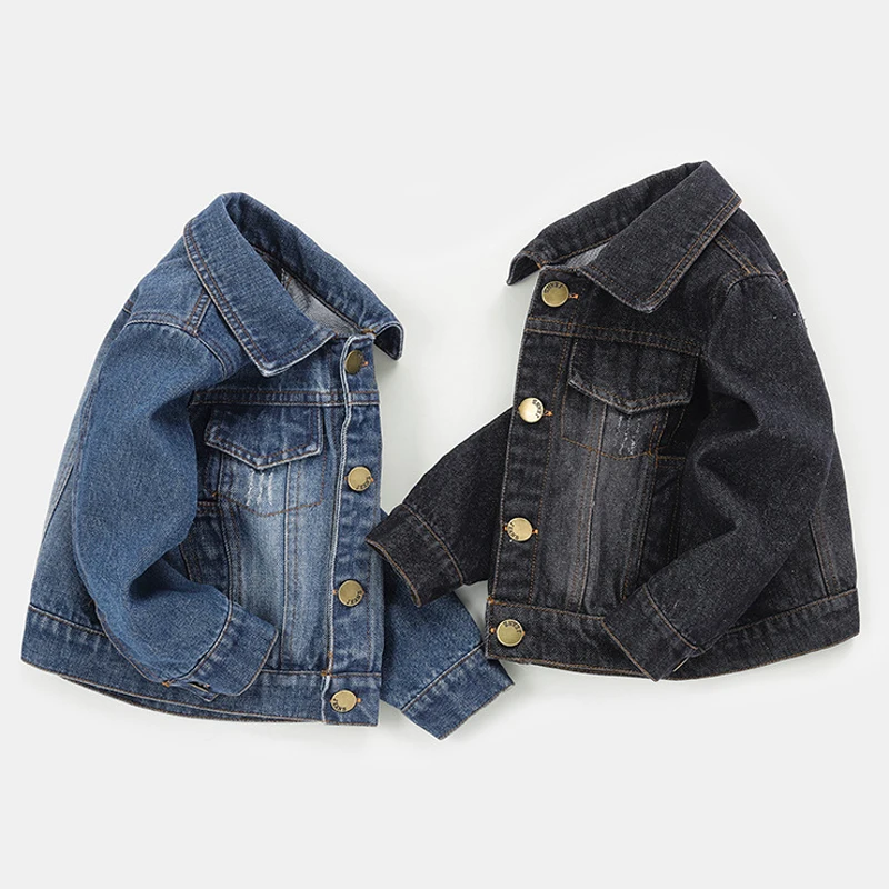 1 2 3 4 5 Jahre Jungen Jeansjacke Frühling Herbst Retro Loch Revers Einreiher Cowboy Mäntel für Jungen Freizeit Oberbekleidung