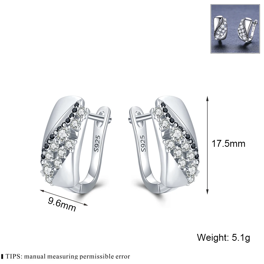 Black Awn 2024 New Hoop Earrings for Women Classic Silver Color Trendy Spinel Engagement Jewelry I231