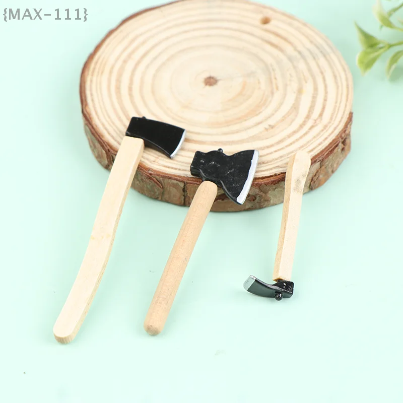 3Pcs/set Mini Wood Metal Chopper Hatchet, Dollhouse Miniature Tools & Collectible Model for Detailed Scenes