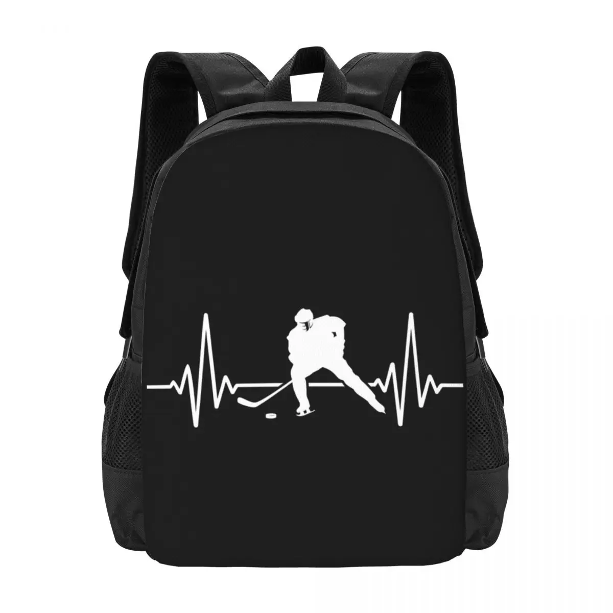 

Ice Hockey Heartbeat, Hockey Heartbeat Backpack Hot Sale Daypack Large Capacity BookBag School Bag Shoulder Bags for Men Women