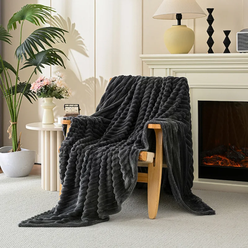 Luxury Rabbit Velvet Flannel Blanket Super Soft Thick Warm Throw Blanket for Couch Bedroom Living Room Home Decor Winter Gift