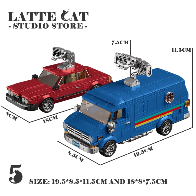 1060Pcs City Vintage Van Building Blocks Model 1:32 MOC Retro Radio Station Vehicle Bricks 80s Car Assembly Toys Adult Gifts NEW view 6