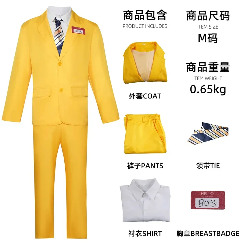 Movie BOB Cosplay Costume BOB Uniform Suit with Tie for Men Outfit Halloween Disguise Carnival Suit
