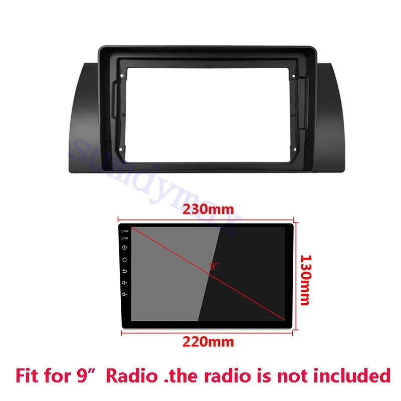 9inch 2 Din Car Radio Fascia Frame For BMW E39 E53 X5 5 Series E38 big screen 2 Din android Car Radio Fascia frame