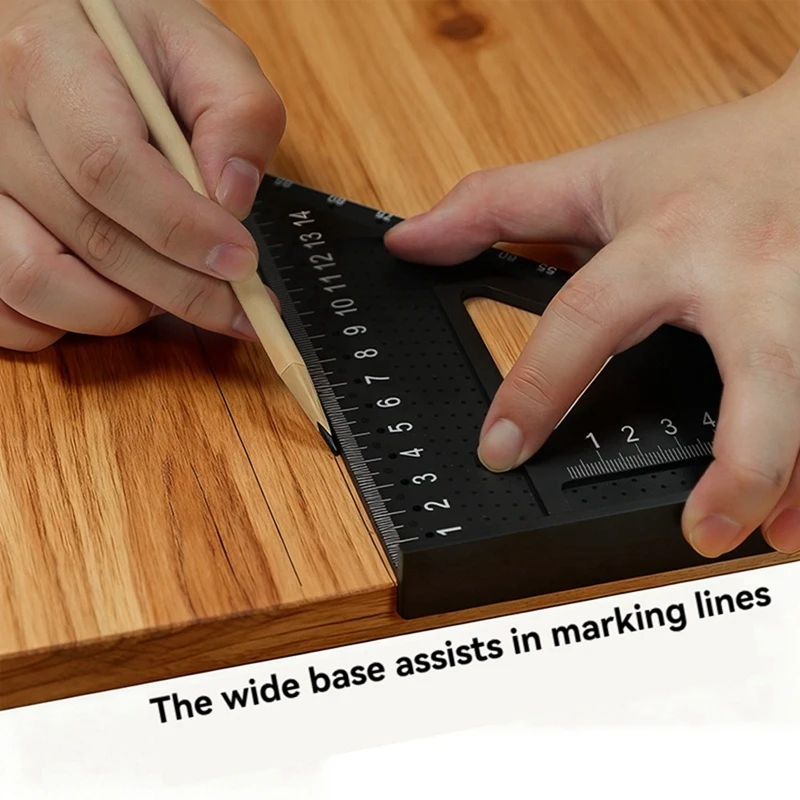 Carpenter Woodworking Angle Ruler Wear Resisting Aluminium Alloy Widened Bottom Clear Scale Marking for Family Workshop