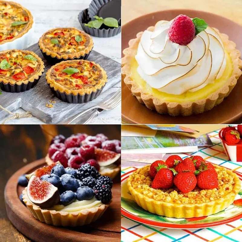 Promotion! 4In/10Cm Mini Pie Muffin Cupcake Pans Non-Stick Tart Quiche Flan Pan Mold Removable Loose Bottom Round Bakeware