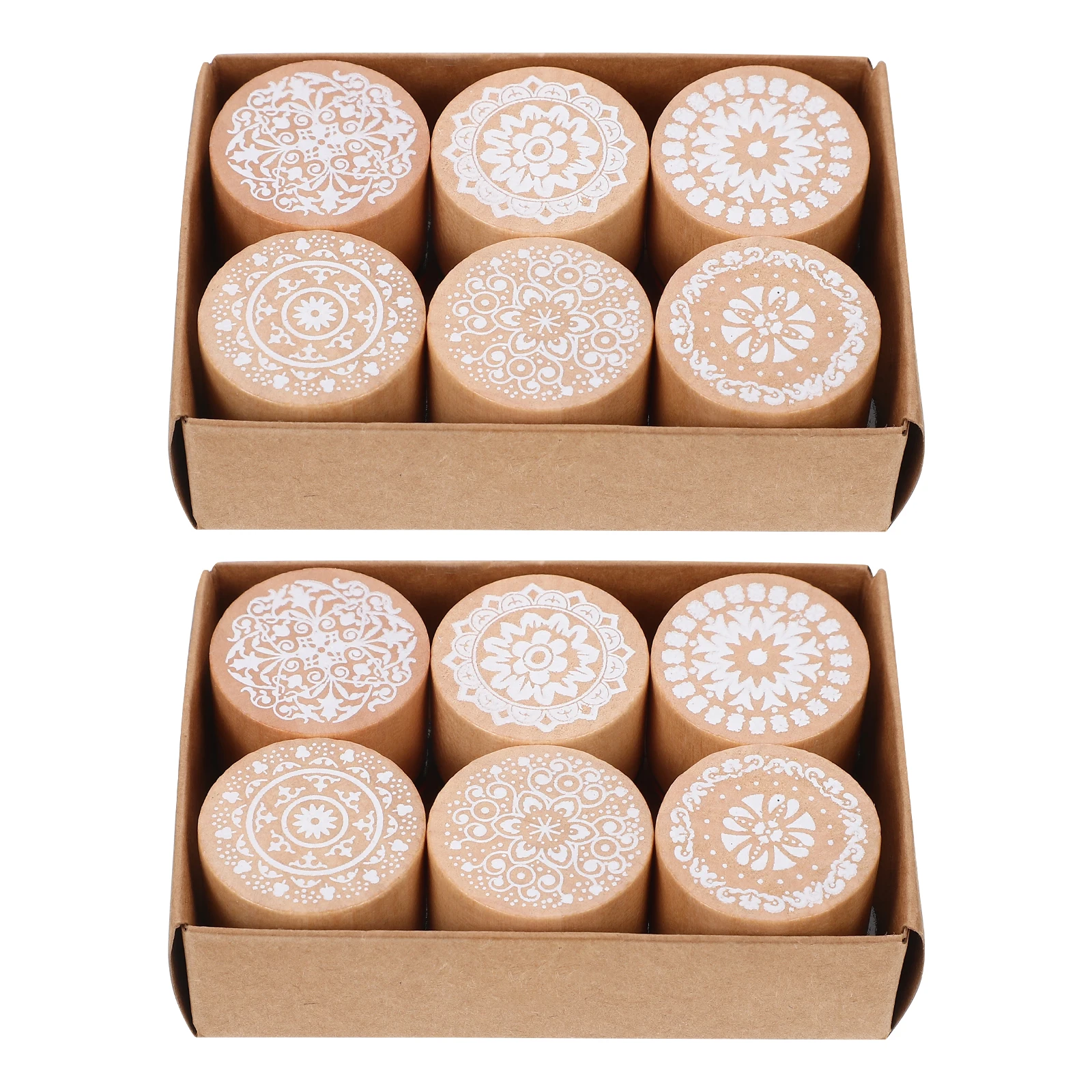 

2 set 2 Sets Wooden Flower Craft Diy Decorative Seals Scrapbook Cards Planner Stationery Beige Durable Premium