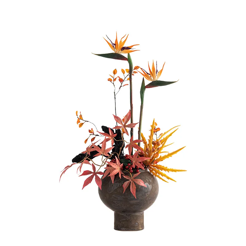 *-*Wabi Sand Wind Flower Arrangement Pottery Pot Handmade Dried Flower High-end Homestay.