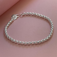 925 Sterling Silver Bracelet Venetian Round Box Exquisite Women Fashion Wedding Party Gift Jewelry