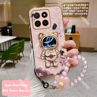 14 12 Lucky Astronaut Holder Bracelet Plating Phone Case For Xiaomi 14 14Pro 12S 12T 12X 12 12TPro 13 13Pro 11Pro 11TPro Cover