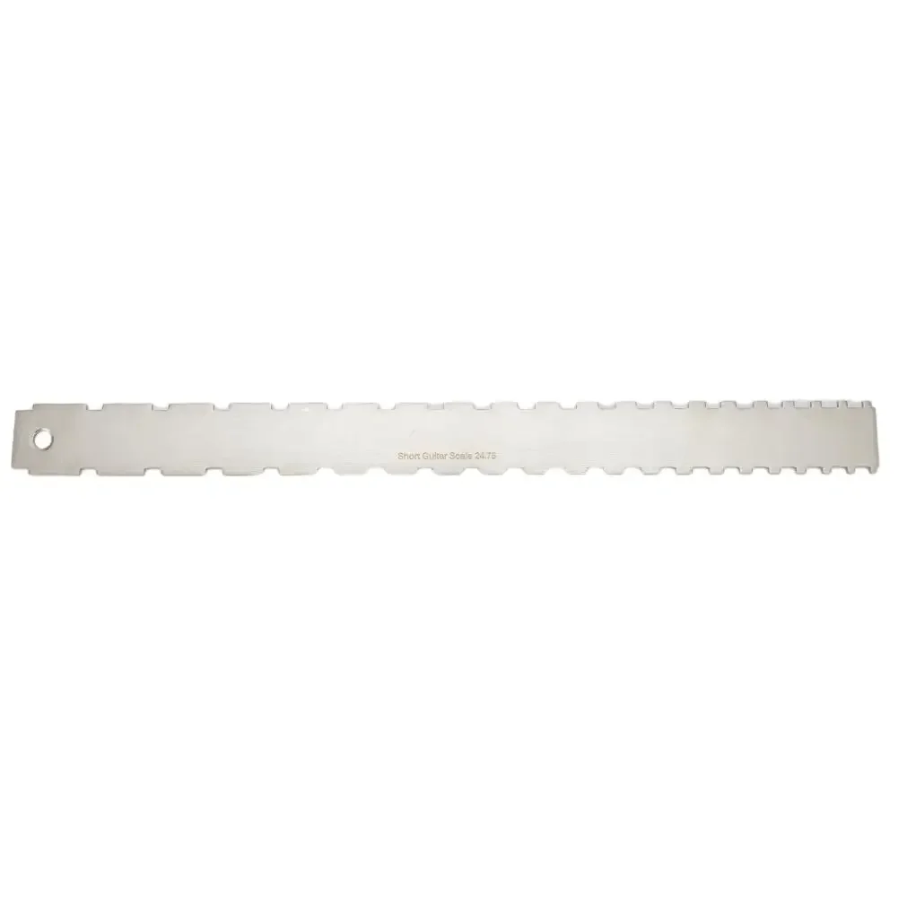 Dual Scale Stainless Steel Guitar Neck Notched Straight Edge Fret Leveling String Actions Gauge Silver 42 x 3 7cm
