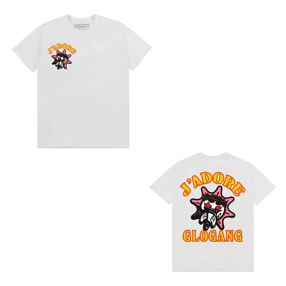 

Футболка мужская Iglogang с принтом розовой звезды и мультяшного персонажа спереди и сзади, белая, хлопковая, летняя, повседневная, уличный стиль, 2026