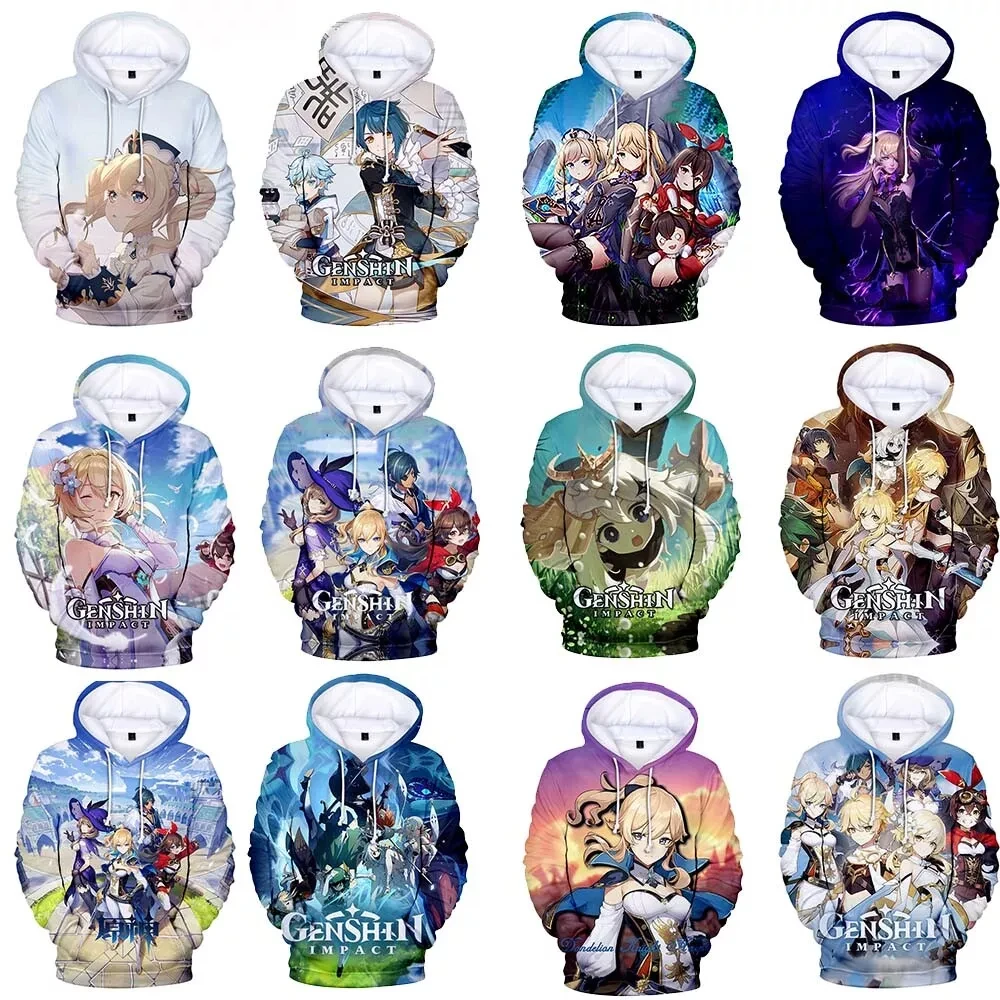 Game Genshin Impact Hoodies Sweatshirts 3D All Roles Over Print Hoodie Men Women Adult Tracksuit Y2k Anime Pullover Men Clothing