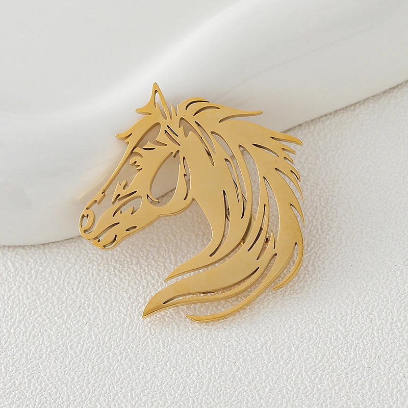 خمر الفولاذ المقاوم للصدأ المعادن الحصان بروش الحيوان دبابيس للرجال دعوى الملابس دبوس الأزياء والمجوهرات الإكسسوار