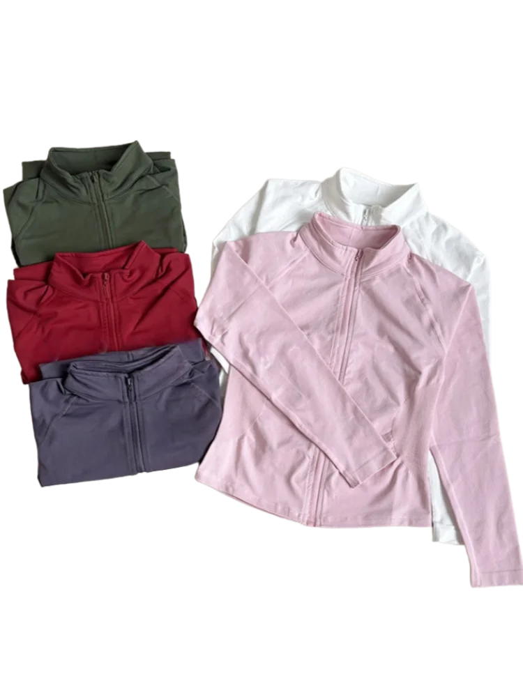 

Outdoor New Fitness Jacket Full Matte Nylon Fabric Zipper Long-sleeved Fitness Jacket Long-sleeved Zipper Yoga Clothes