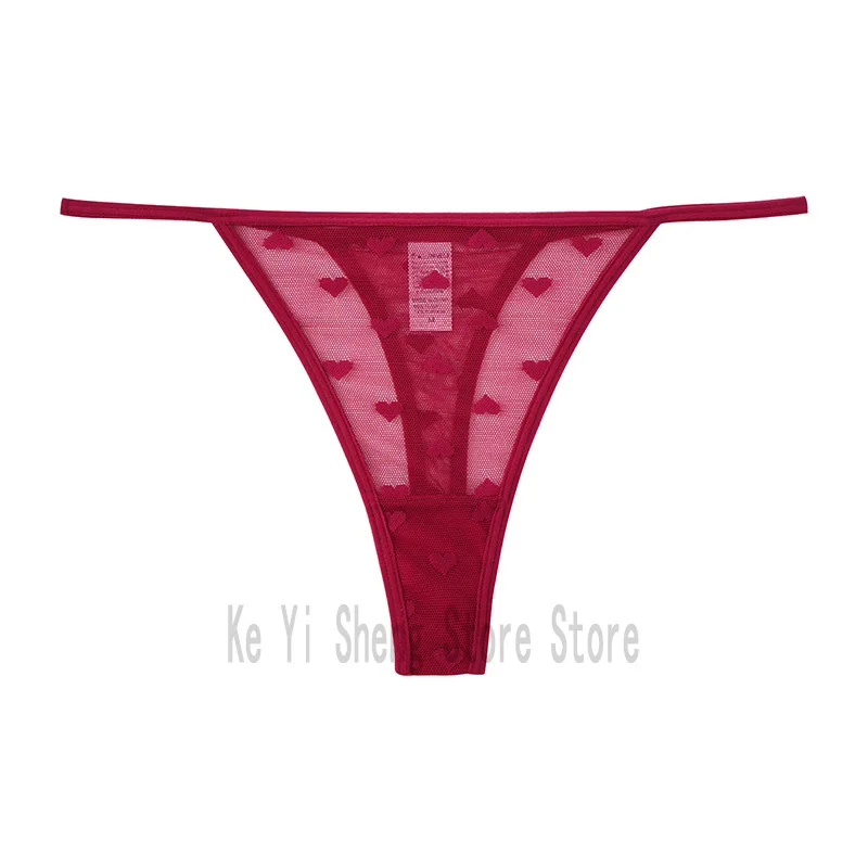 1PCS of women's thong, low-waist, transparent, sexy heart-shaped, breathable and seamless underwear for women image 5