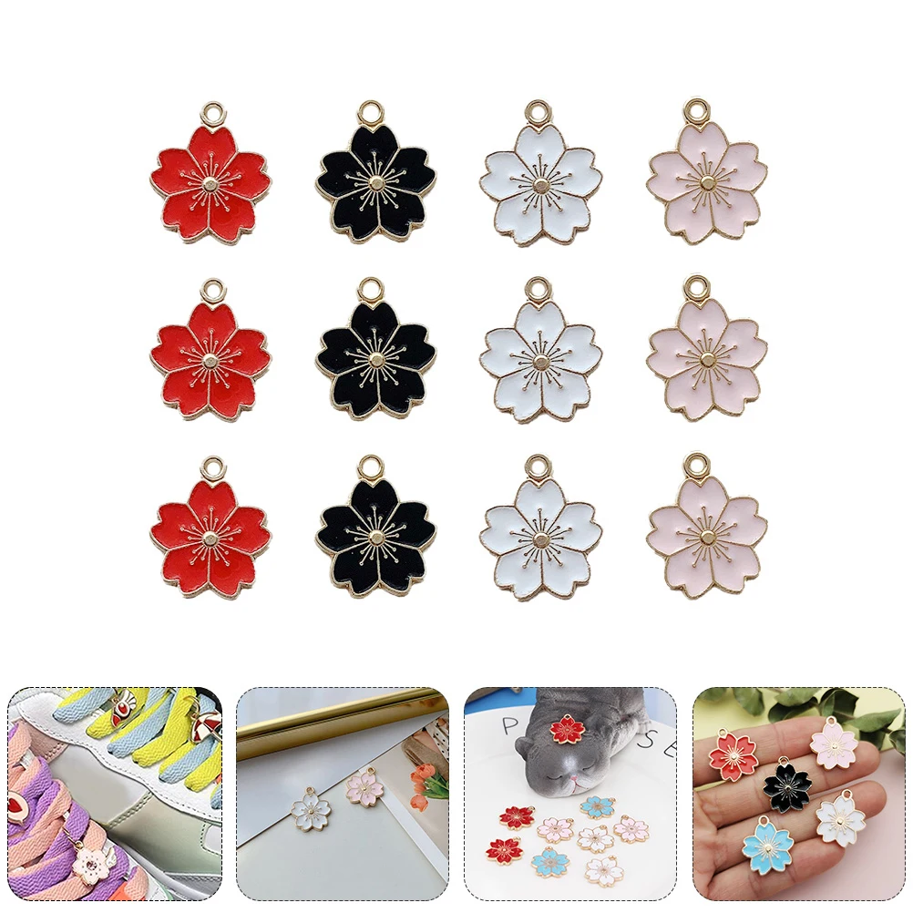 

40pcs Alloy Pendants DIY Jewelry Accessories Cherry Blossoms Charms Metal Pink White High Grade Material Crafts Pendant