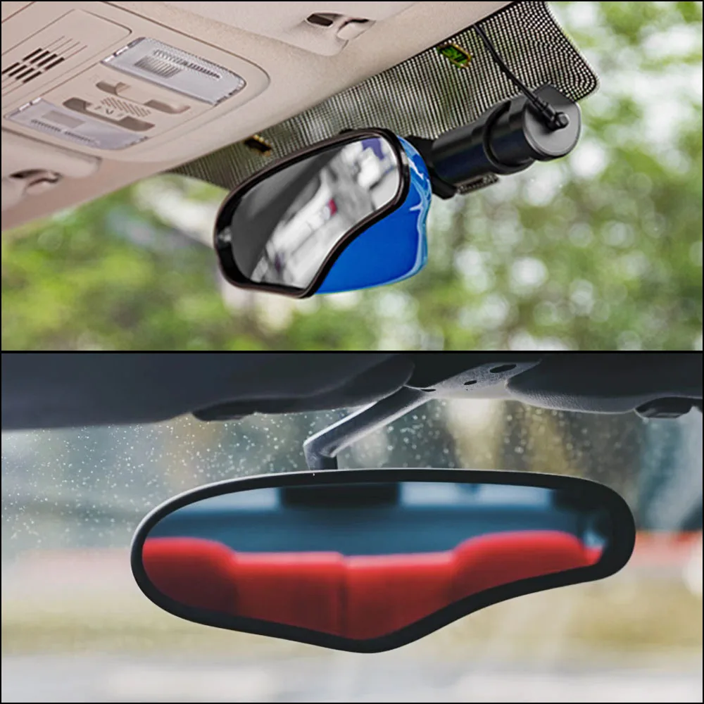 Car Universal Wide Angle Panoramic Rear View Mirror Suction Cup Install Anti-Glare Interior Mod Parts