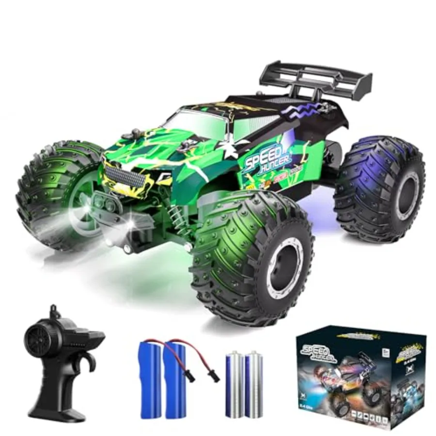 

Remote Control Car RC Cars All Terrain Monster Truck, Outdoor 2WD Off Road Hobby RC Truck with 2 Rechargeable Batteries and Col