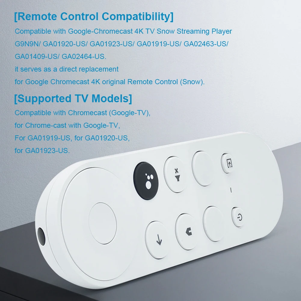 G9N9N Controle remoto universal compatível com Bluetooth para Google TV Chromecast 4K Snow com funcionalidade de busca por voz