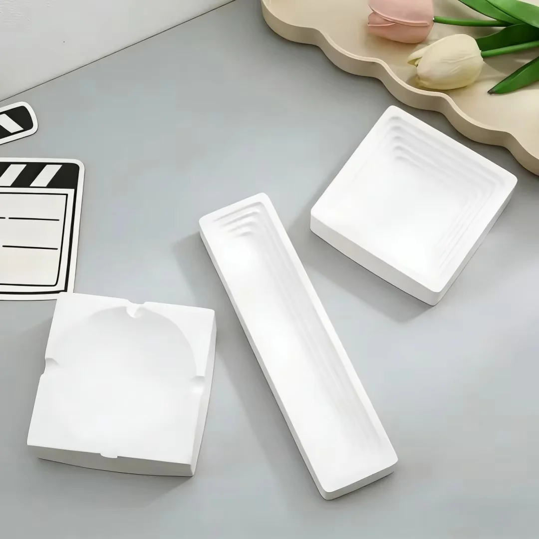 Minimalist Geometric Step Storage Tray Concrete Silicone Mold Easy Demold For DIY Ashtray Plaster Dish Cement Home Decoration