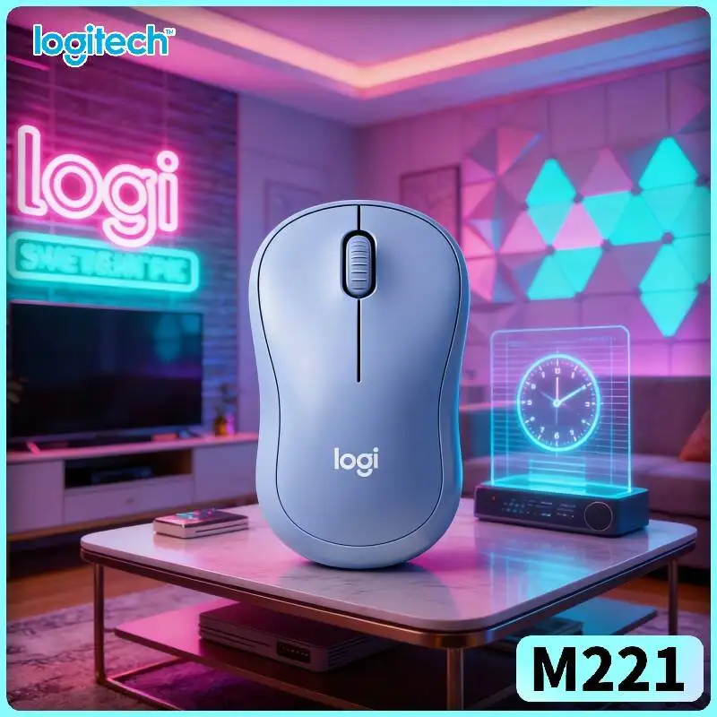 Logitech M221 Ergonomic Silent Mouse - Compact Build, 10m Wireless Range, Soft Clicks, Windows Mac Chrome OS