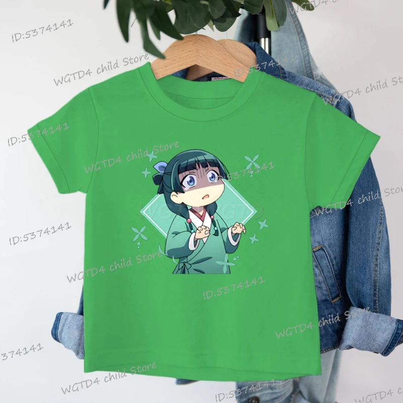 يوميات الصيدلي الكرتون تي شيرت لفتاة صبي Maomao طباعة طفل فتاة الملابس أنيمي المشجعين الهدايا لينة القطن الفتيات تي شيرت #2