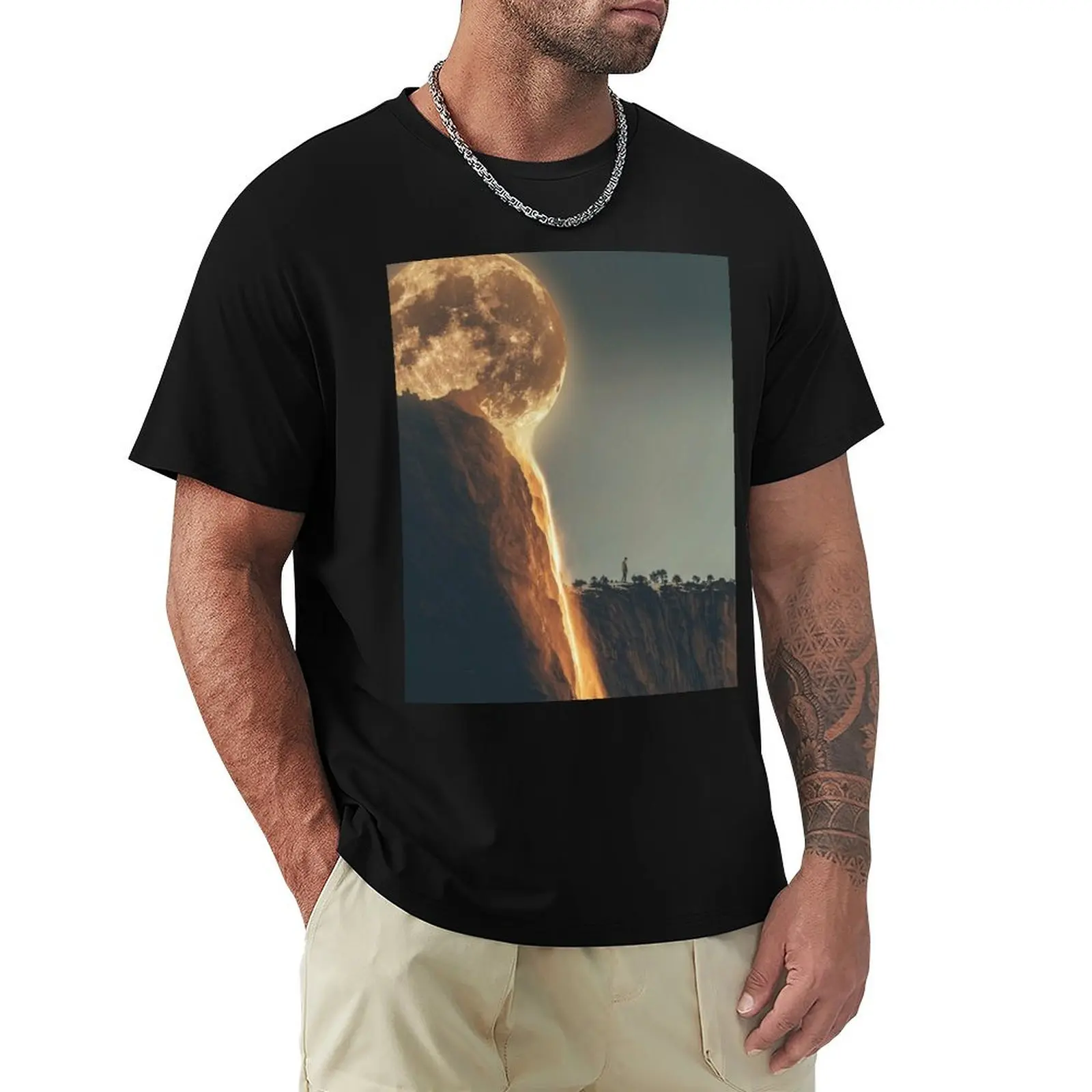 Melting Moon T-Shirt shirts graphic blanks t shirts for men cotton