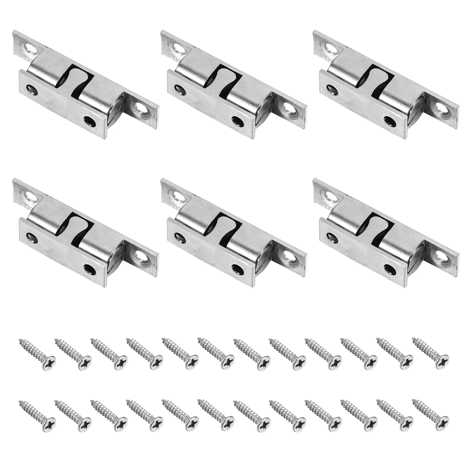 

6 Pcs Door Lock Hardware Accessories Cabinet Catch Ball Adjustable Spring Latch Drawer and Rollers Silver Latches Catches