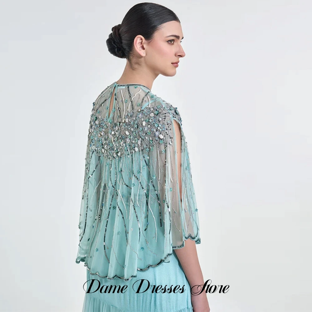 Temperament Tulle Spaghetti Straps Celebrity Gowns Customized Handmade Flowers Robe de soirée Fashion Evening Dress with Shawl
