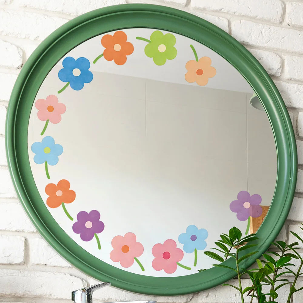 Dopamine Colorful Small Flowers Outdoor Balcony Glass Mirror Beautification Decoration Stickers Self-Adhesive