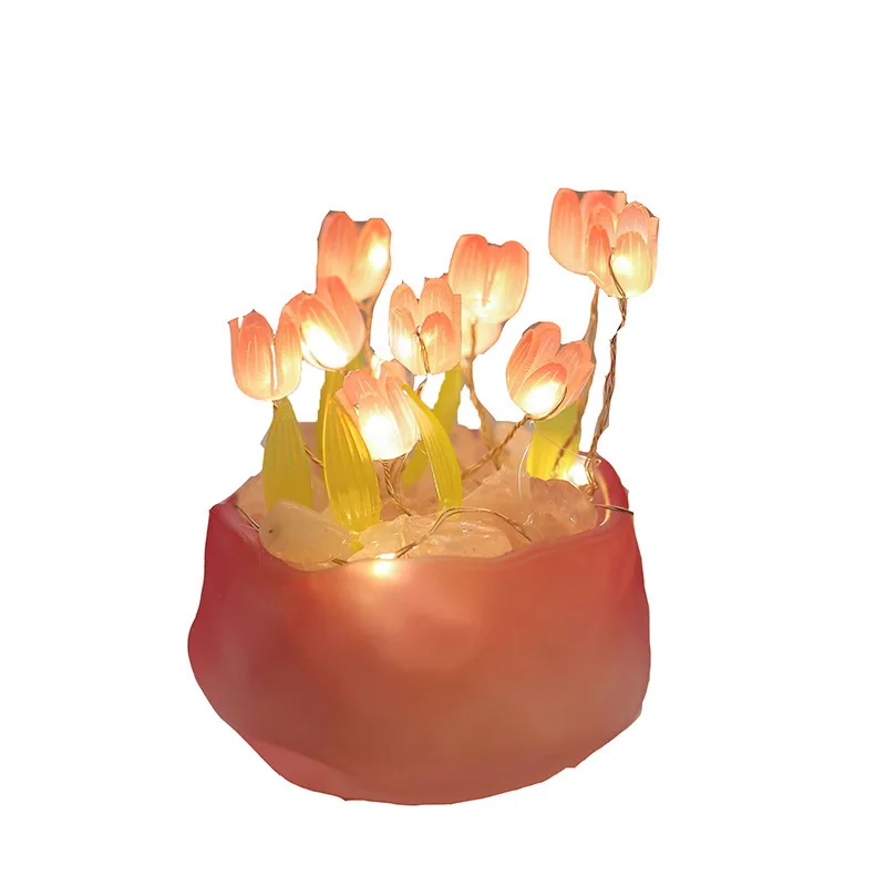 Pumpkin Cup Tulip DIY Night Light Romantic Tulip Pumpkin Lamp Creative Atmosphere Light Childrens Day Gift