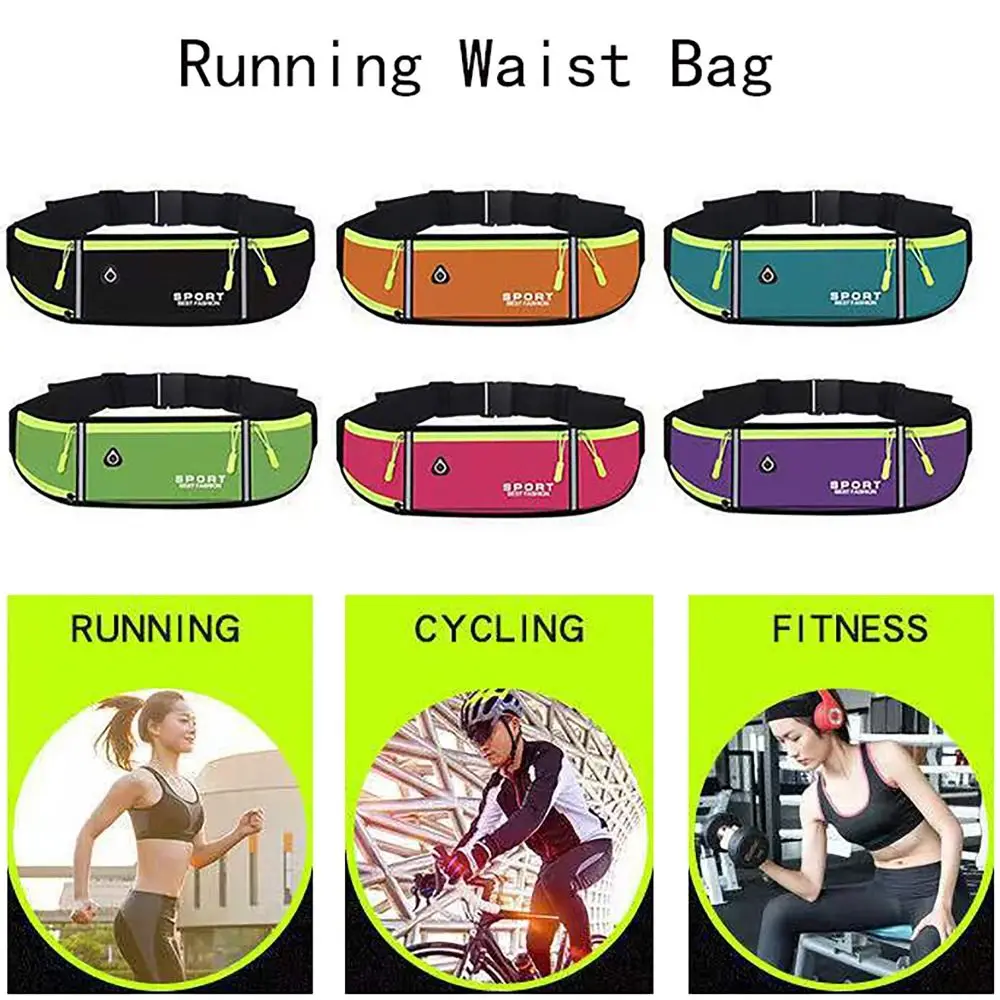 Nylon Running Waist Bag Running Belt Wear-resistant Fanny Pack with Reflective Tape Phone Sport Belt Outdoor Riding Fitness