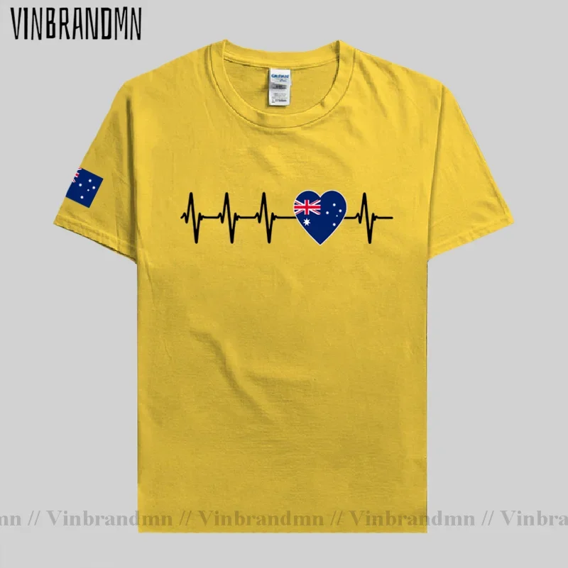 Australian Heartbeat T shirt I Love Australia Country Flag Heart Aussie T-shirt 100% Cotton Nation Team Jerseys Tshirt Camisetas