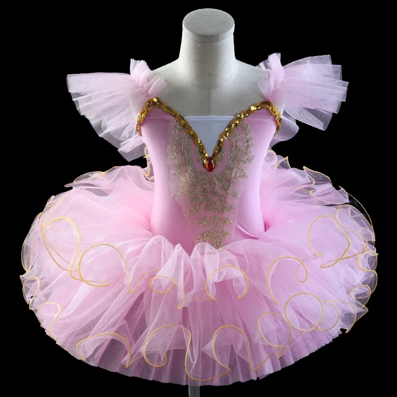 2025 Tutu di balletto professionale per ragazze Blu Rosa Piatto Pancake Tutu Ballerina Vestito da festa Donne adulte Bambino Costume di danza classica