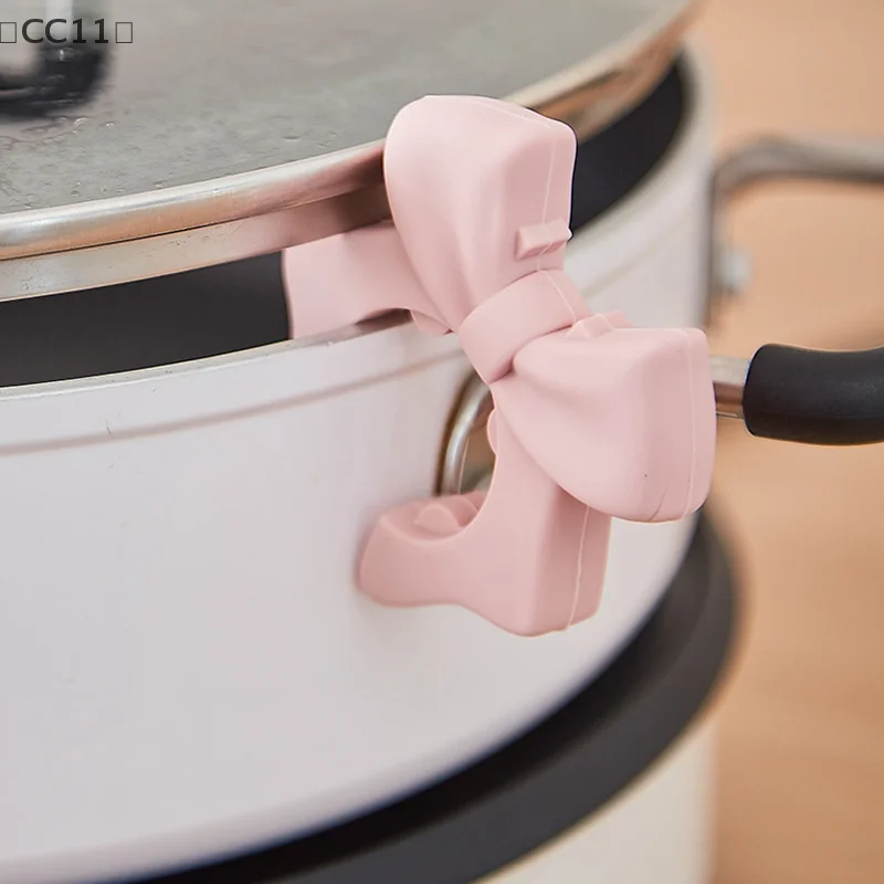 〔CC11〕Bow Spatula Holder Silicone Bow Shaped Spoon Rest,Anti-Scalding Silicone Utensil Holder Spoon Holder For Pot