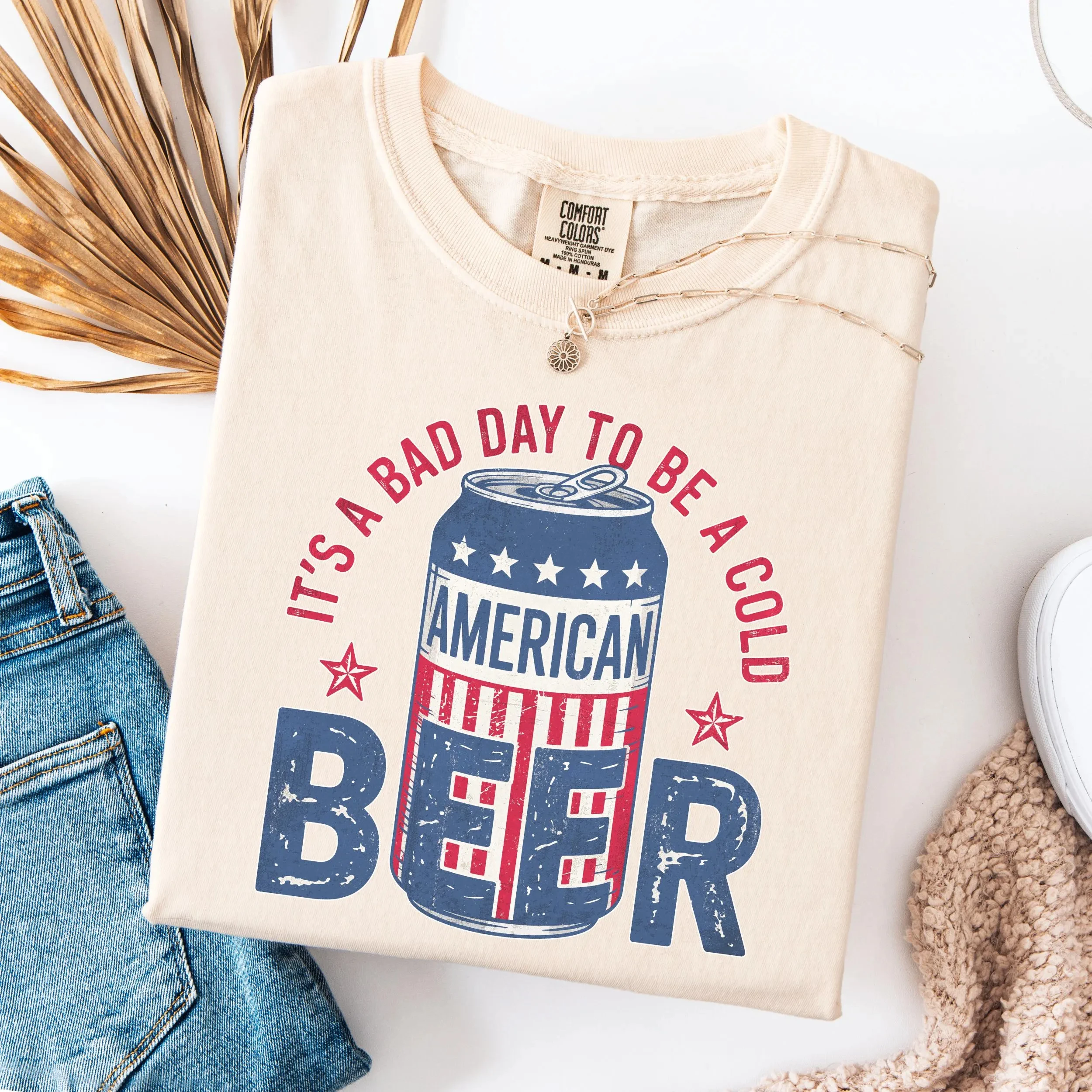 إنه يوم سيء ليكون قميصًا للبيرة الباردة، قميص مضحك في الرابع من يوليو، مطابقة حفلات البيرة، تي شيرت شرب الأب، حب البيرة الوطنية #2