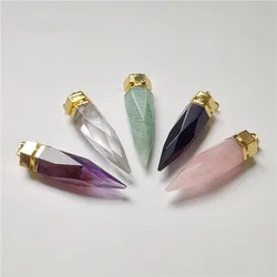 FUWO 1Pcs Natural Crystal Spike Pendant, For Jewelry Making PD085GM