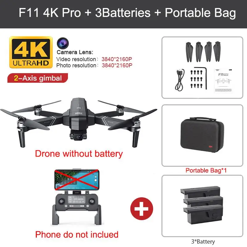 To F11 Pro 4K F11s Pro 4K Camera Drone GPS 5G FPV HD 2 Axis Stabilized Gimbal EIS Professional Brushless Quadcopter RC Dron