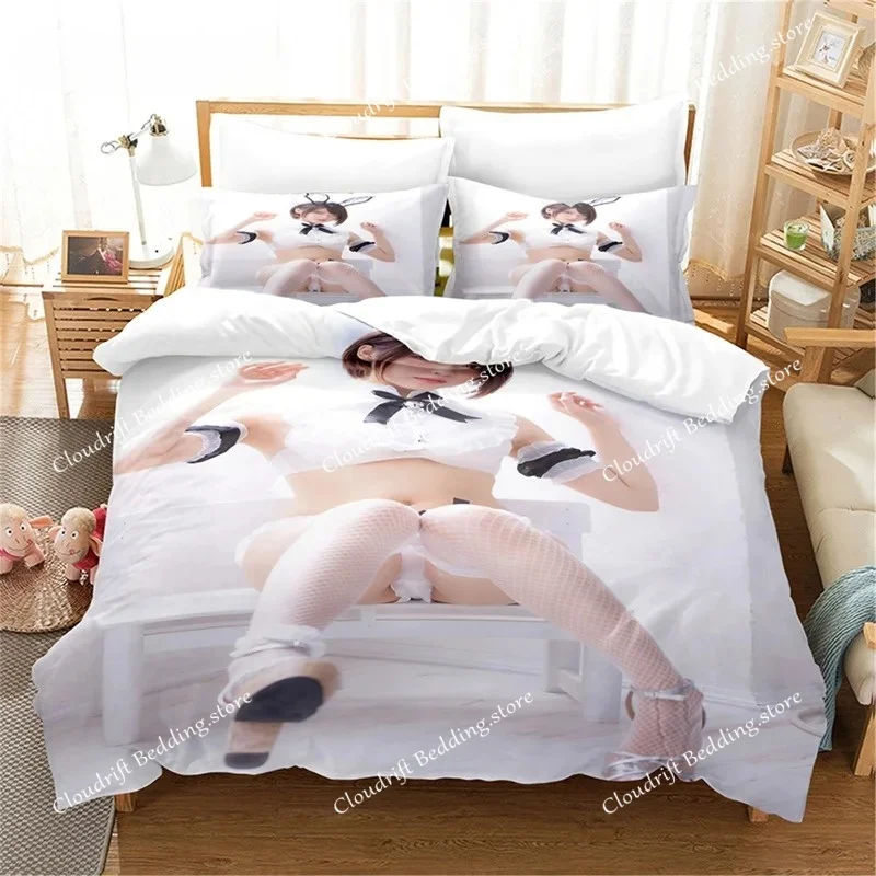 Model Girl Duvet Cover King Size Love Bedding Set Sexy Woman Comforter Cover Fashion Sexy Theme Bedding Decorative Boys Beauty