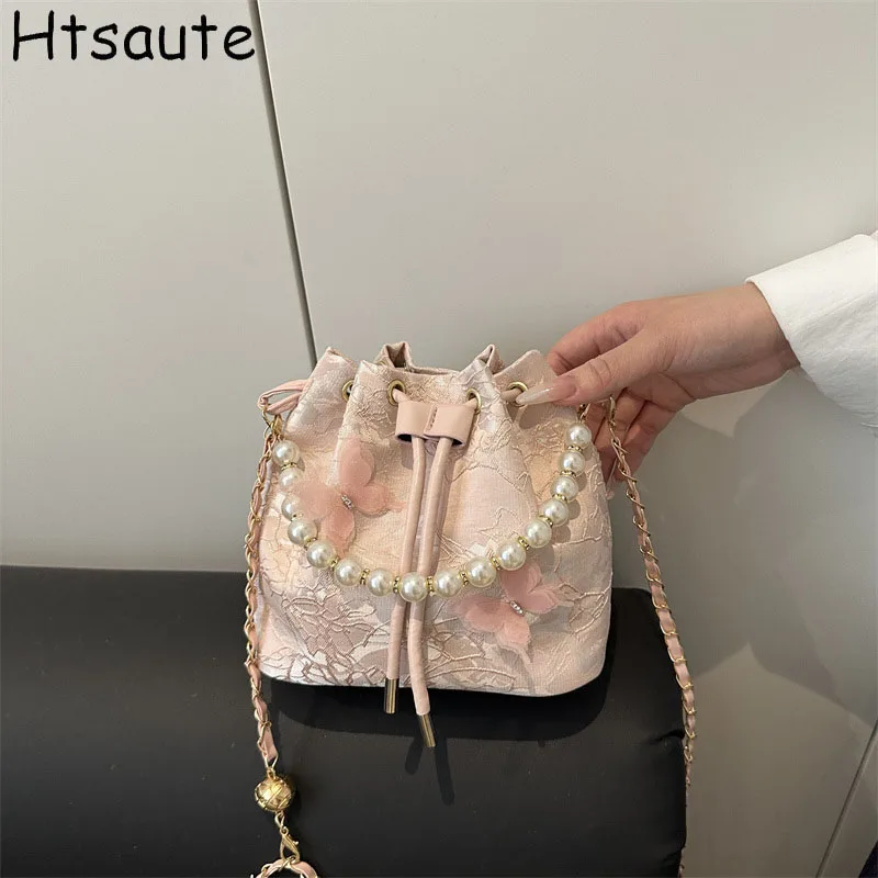 

Luxury Designer Handbag Clutch Purse Floral Ethnic Style Linen Fabric Bucket Bag Handbag Women Crossbody Bag Shoulder Bag